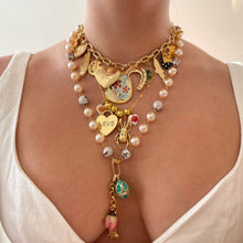 Load image into Gallery viewer, Charm Holder Necklace Base - Cloisonné Faux Pearl 10mm