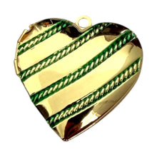 Load image into Gallery viewer, Single Charm - Green Stripe Heart Locket
