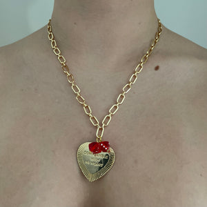 Casino Heart Necklace - Paperclip Chain