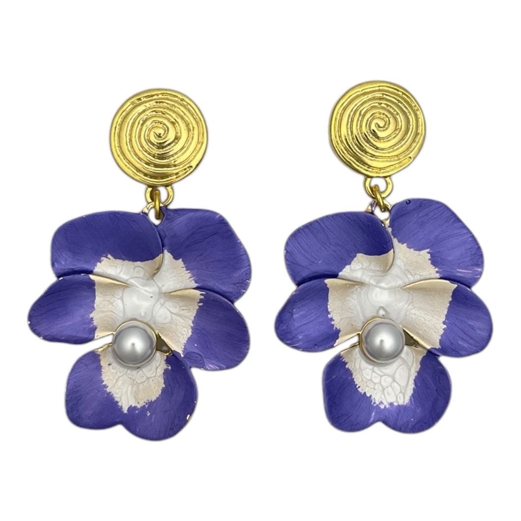 Pansy Pearl Earrings