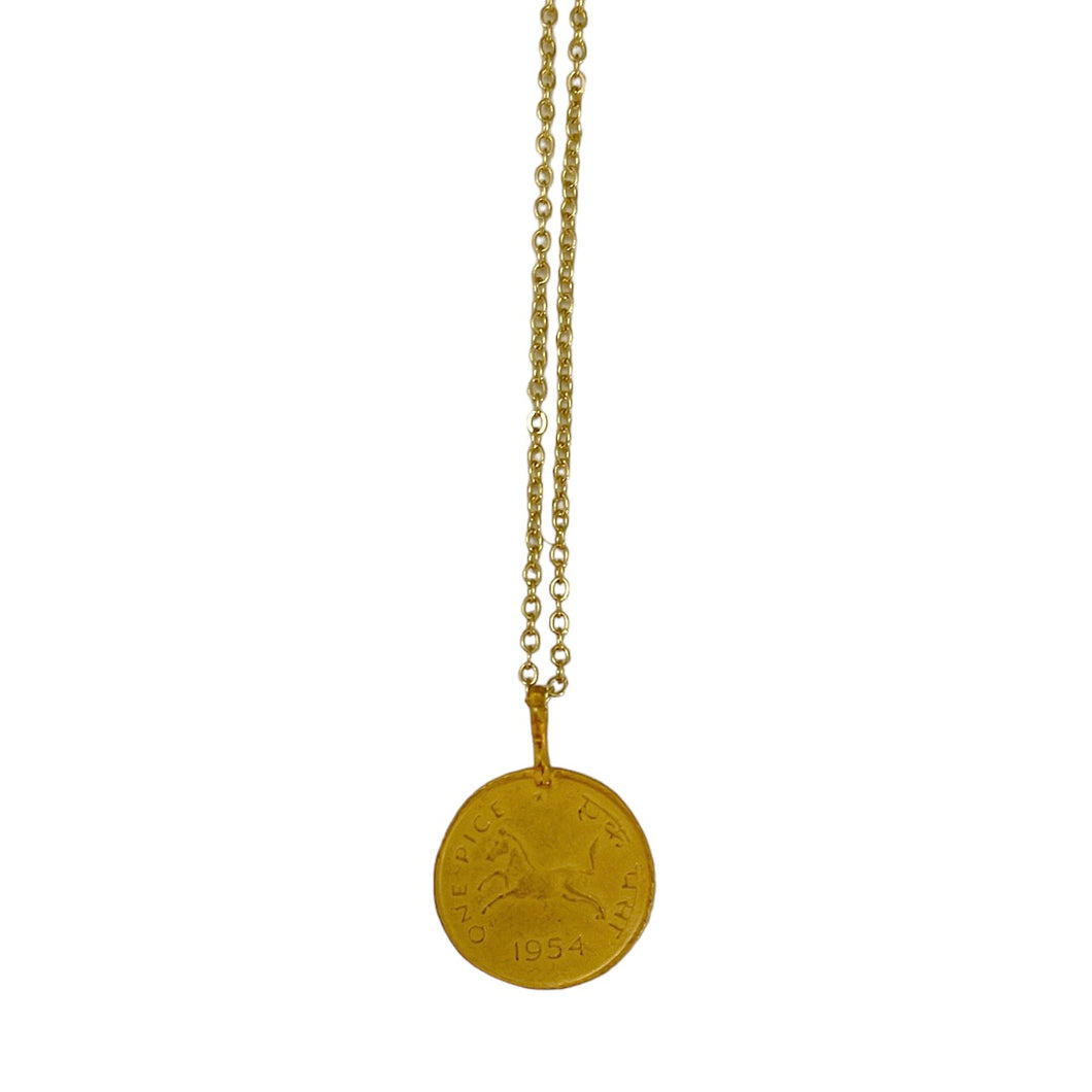 Gold Horse Coin Necklace