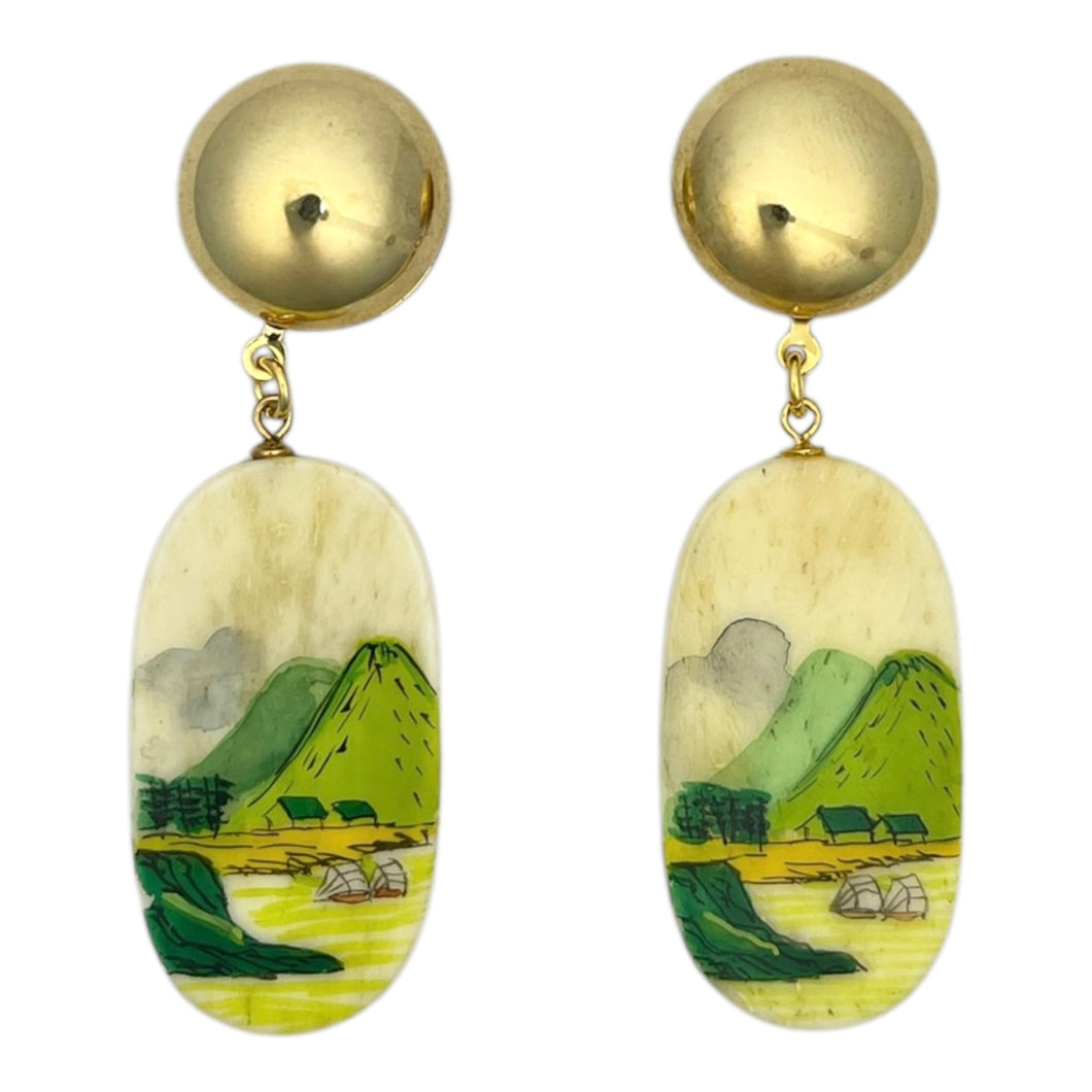 Hand Painted Scene Earrings