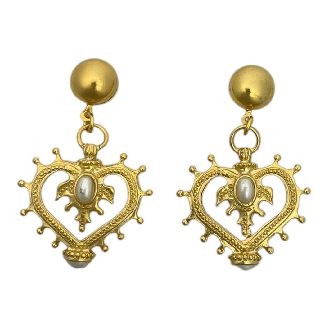 Statement Pearly Heart Earrings