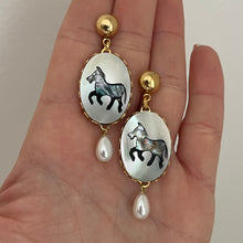 Load image into Gallery viewer, Mother Of Pearl Horse Earrings
