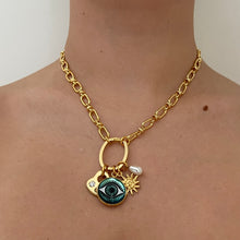 Load image into Gallery viewer, Blue Eye Charmed Necklace W/ Removable Charms
