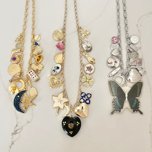 Studded Heart Charm Necklace