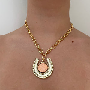 Gold Horseshoe Penny Necklace