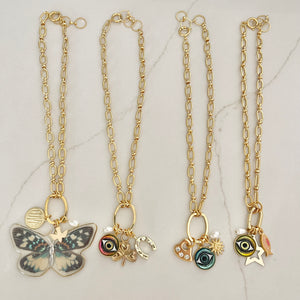 Yellow Eye Charmed Necklace W/ Removable Charms