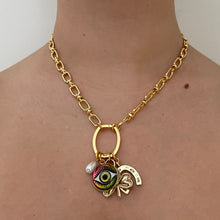 Load image into Gallery viewer, Pink Eye Charmed Necklace W/ Removable Charms
