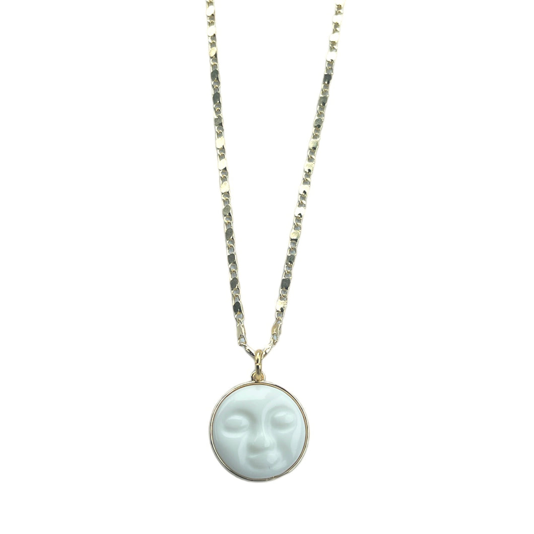 Gold Moon Face Necklace