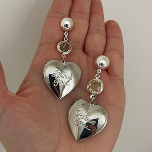 Silver ILY Locket Earrings