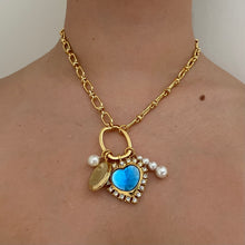 Load image into Gallery viewer, Blue Heart Charm Holder Necklace
