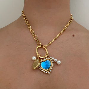 Blue Heart Charm Holder Necklace