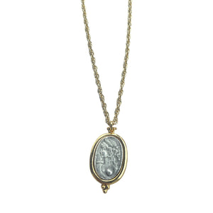 Gold Oval Lady Coin Necklace