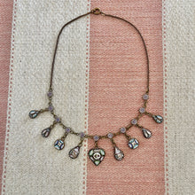 Load image into Gallery viewer, Antique Brass Micromosaic Charm Necklace (19th Century)
