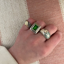 Load image into Gallery viewer, Sterling Silver + Gold Flower Etched Ring
