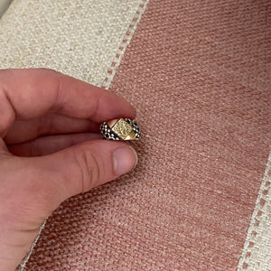Sterling Silver + Gold Flower Etched Ring