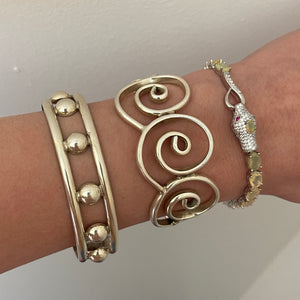 Sterling Silver, Opal + Ruby Cobra Bracelet