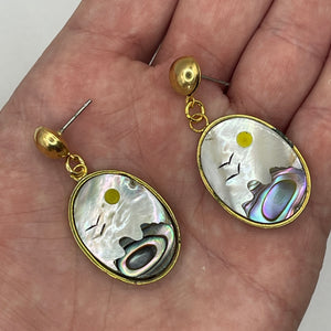 Mother of Pearl Mountain Scene Earrings