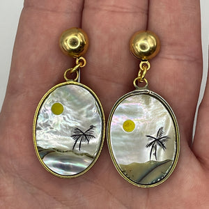 Mother of Pearl Beach Scene Earrings