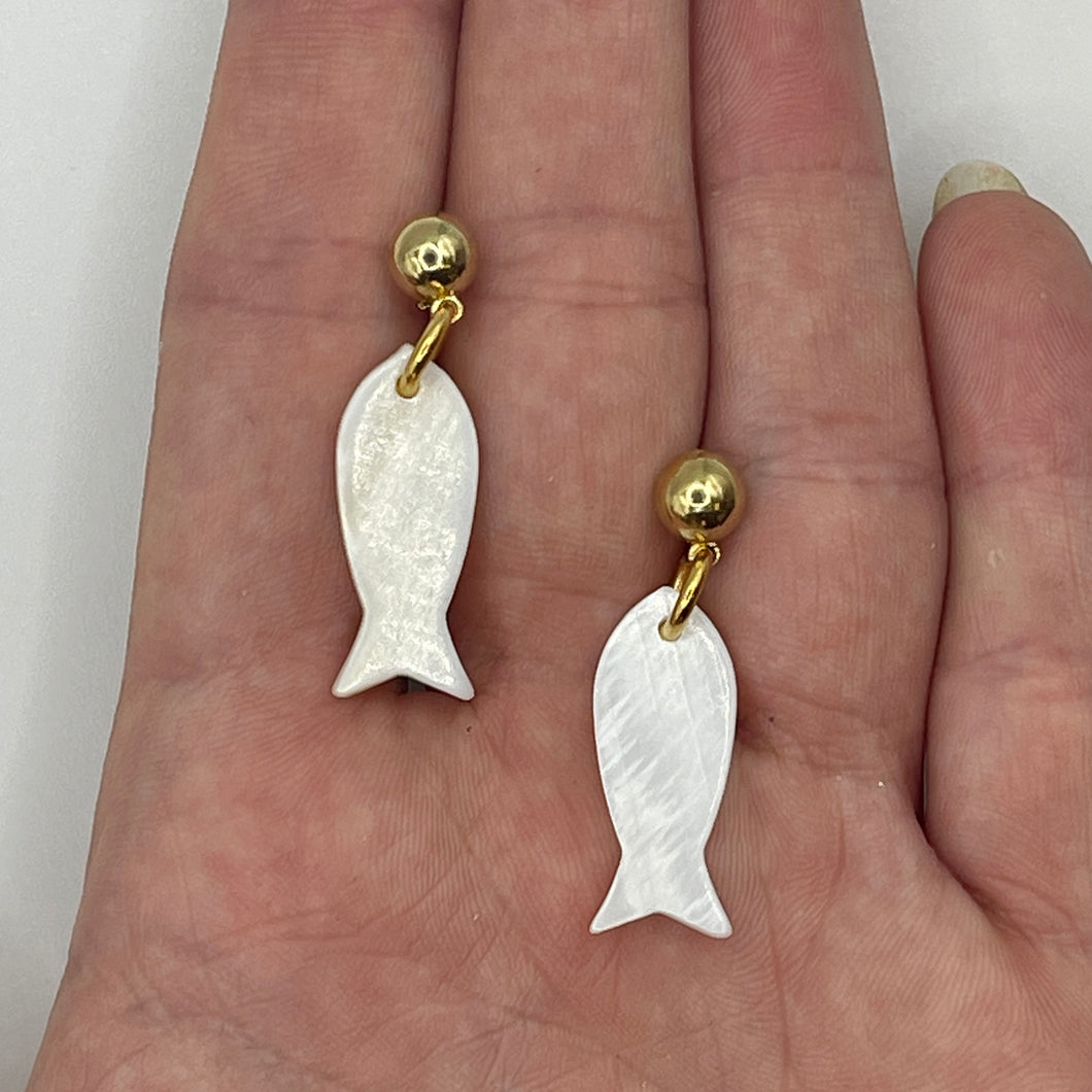 Mother of Pearl Mini Fish Earrings