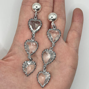 Silver Triple Hearts Earrings