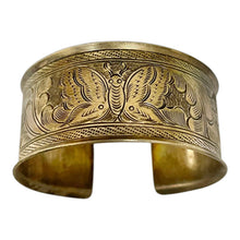 Load image into Gallery viewer, Vintage Silver Butterfly Etched Cuff Bracelet
