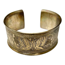 Load image into Gallery viewer, Vintage Silver Butterfly Etched Cuff Bracelet
