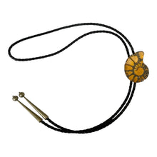 Load image into Gallery viewer, Vintage Leather + Silver Ammonite Bolo Necklace
