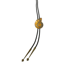 Load image into Gallery viewer, Vintage Leather + Silver Ammonite Bolo Necklace
