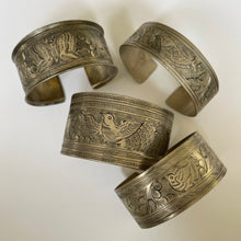Load image into Gallery viewer, Vintage Silver Butterfly Etched Cuff Bracelet
