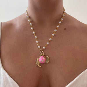 Charm Holder Necklace Base - Faux Pearl 6mm