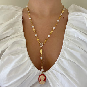 Cameo Lariat Necklace