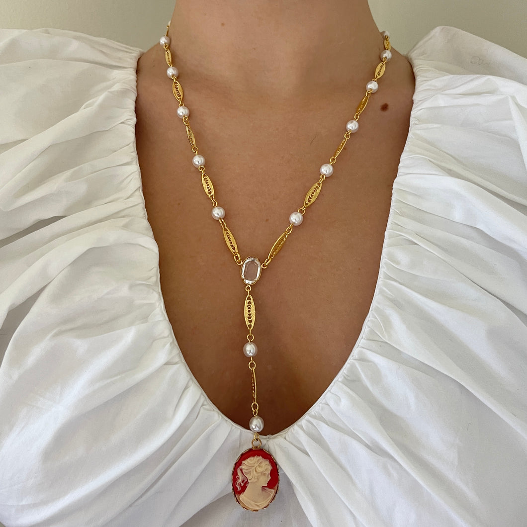 Cameo Lariat Necklace