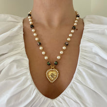 Load image into Gallery viewer, Cloisonné Pearly Heart Necklace
