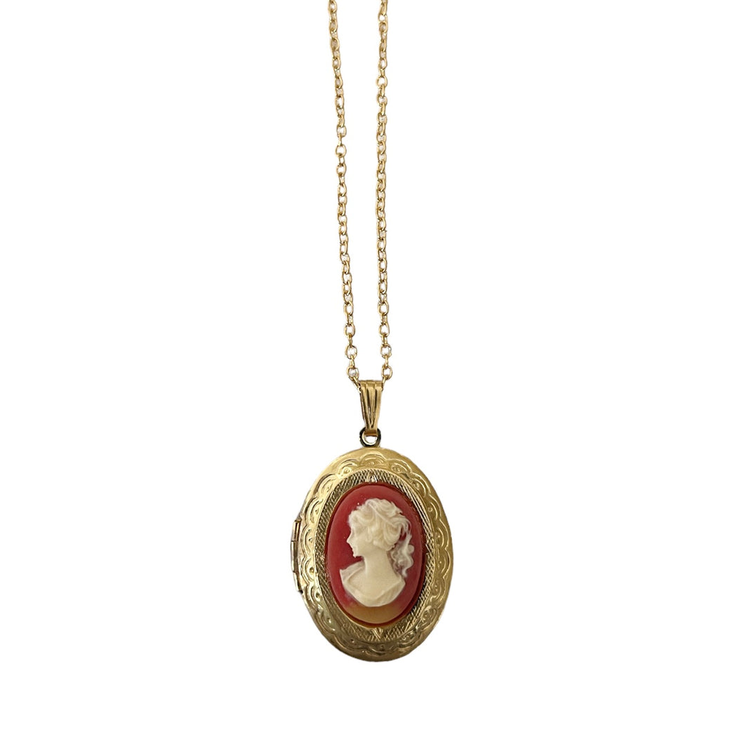 Deadstock Lady Cameo Locket Necklace