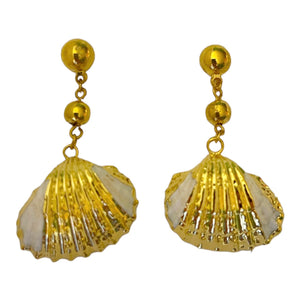 Deadstock Gold Stripe Shell Earrings