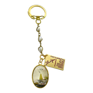 Mother of Pearl Sailboat Keychain