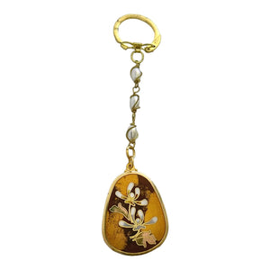 Tan Enamel Keychain