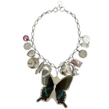 Load image into Gallery viewer, Blue Butterfly Silver Charm Necklace
