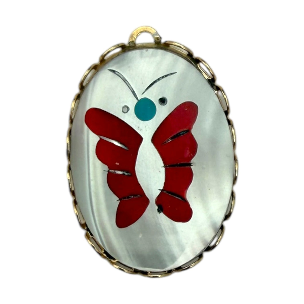 Single Charm - Mother of Pearl Red Butterfly (L)