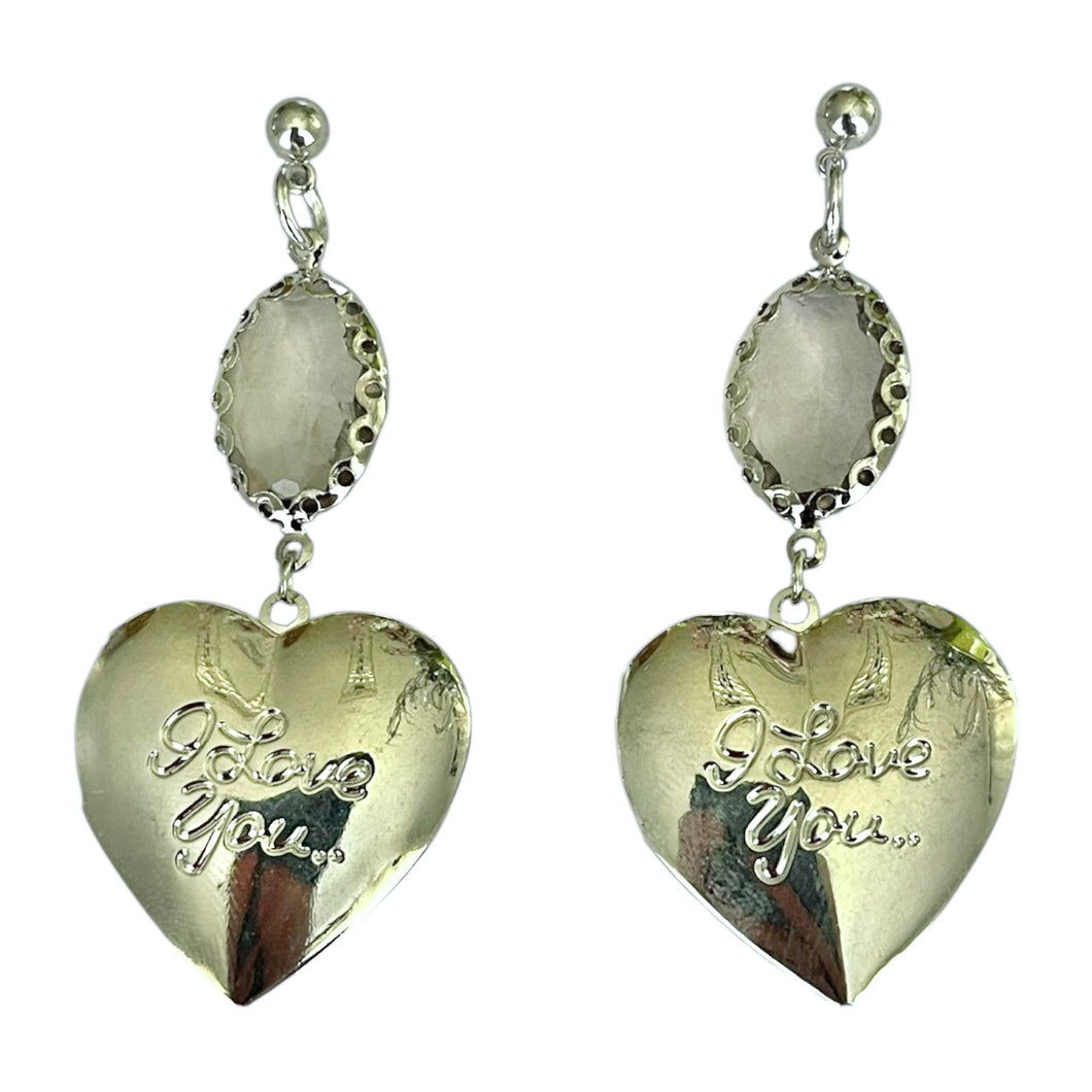 Silver ILY Crystal Earrings