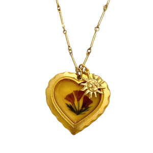 Bar Chain Resin Heart + Sun Necklace