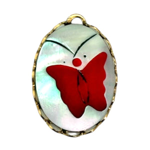 Single Charm - Mother of Pearl Red Butterfly (Sm)