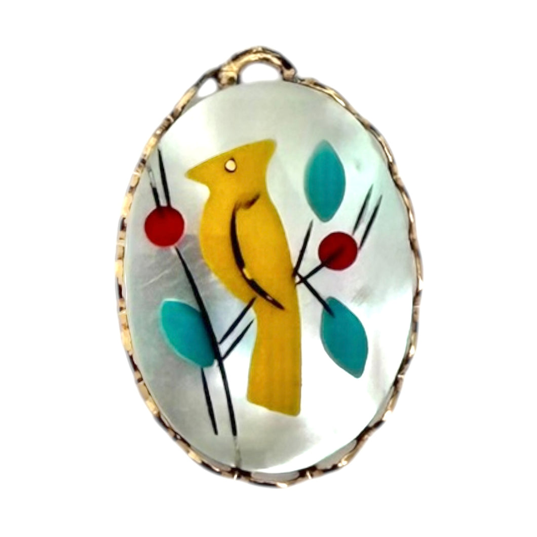 Single Charm - Mother of Pearl Yellow Bird (Sm)