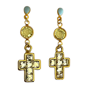 Yellow Cross Earrings