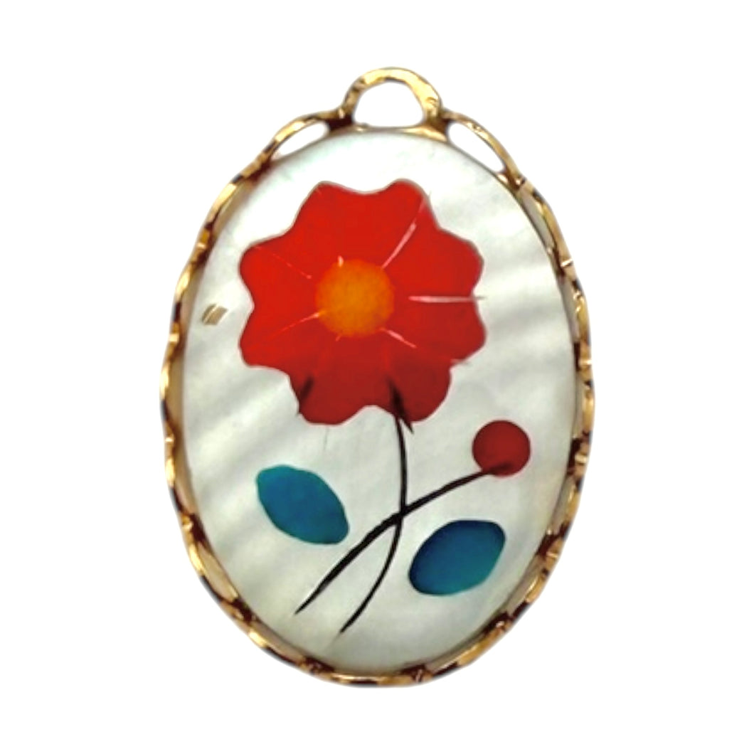 Single Charm - Mother of Pearl Red Flower (Sm)