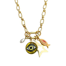 Load image into Gallery viewer, Yellow Eye Charmed Necklace W/ Removable Charms
