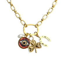 Load image into Gallery viewer, Pink Eye Charmed Necklace W/ Removable Charms
