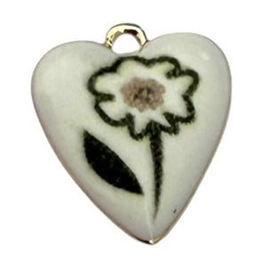 Single Charm - White Enamel Flower Heart